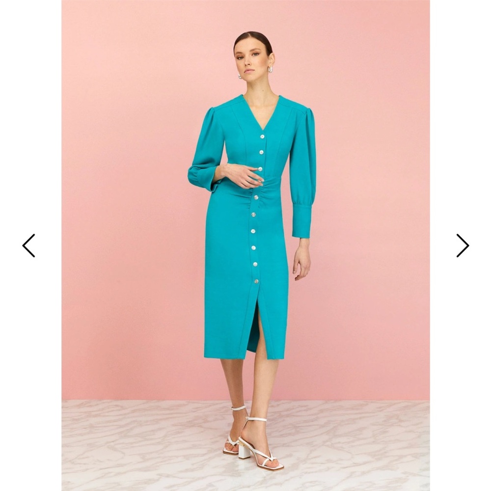 [NOCTURNE] V-Neck Pencil Dress Green